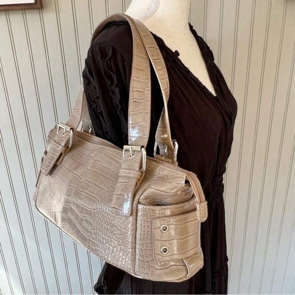 Worthington Snakeskin Y2K Taupe Tan Shoulder Bag